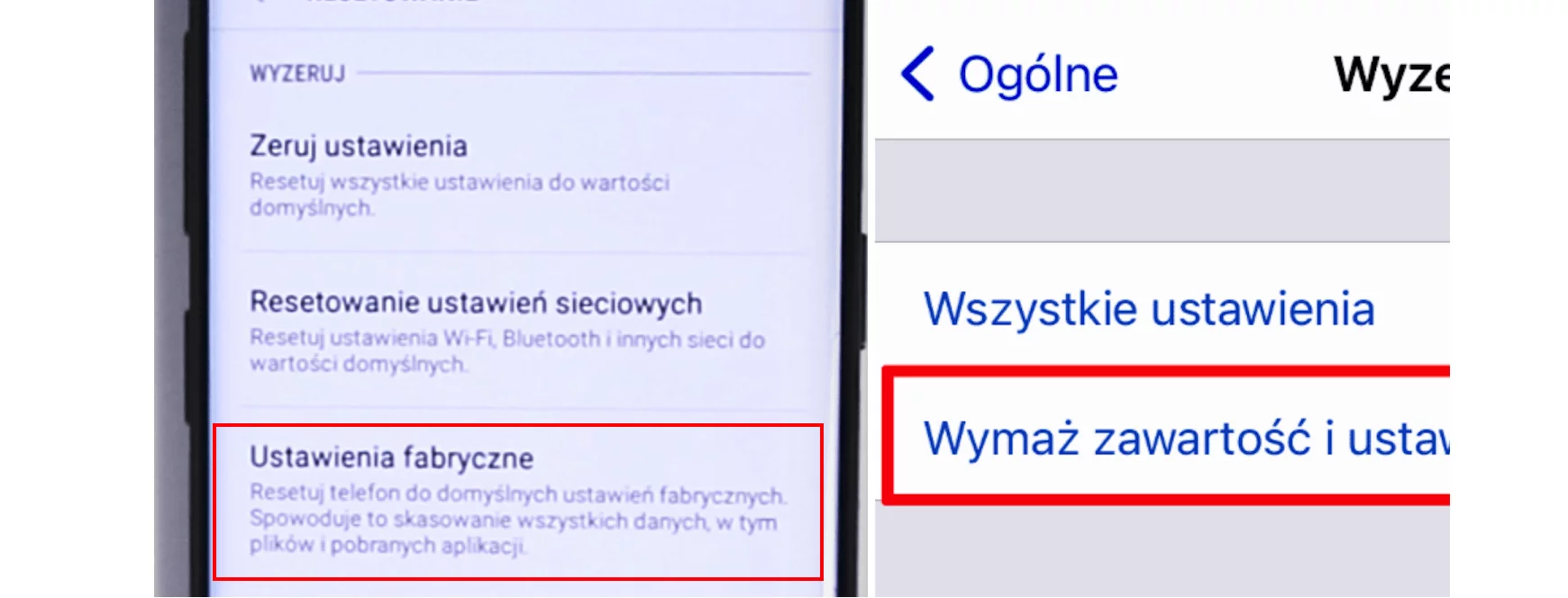 reset ustawien iphone samsung