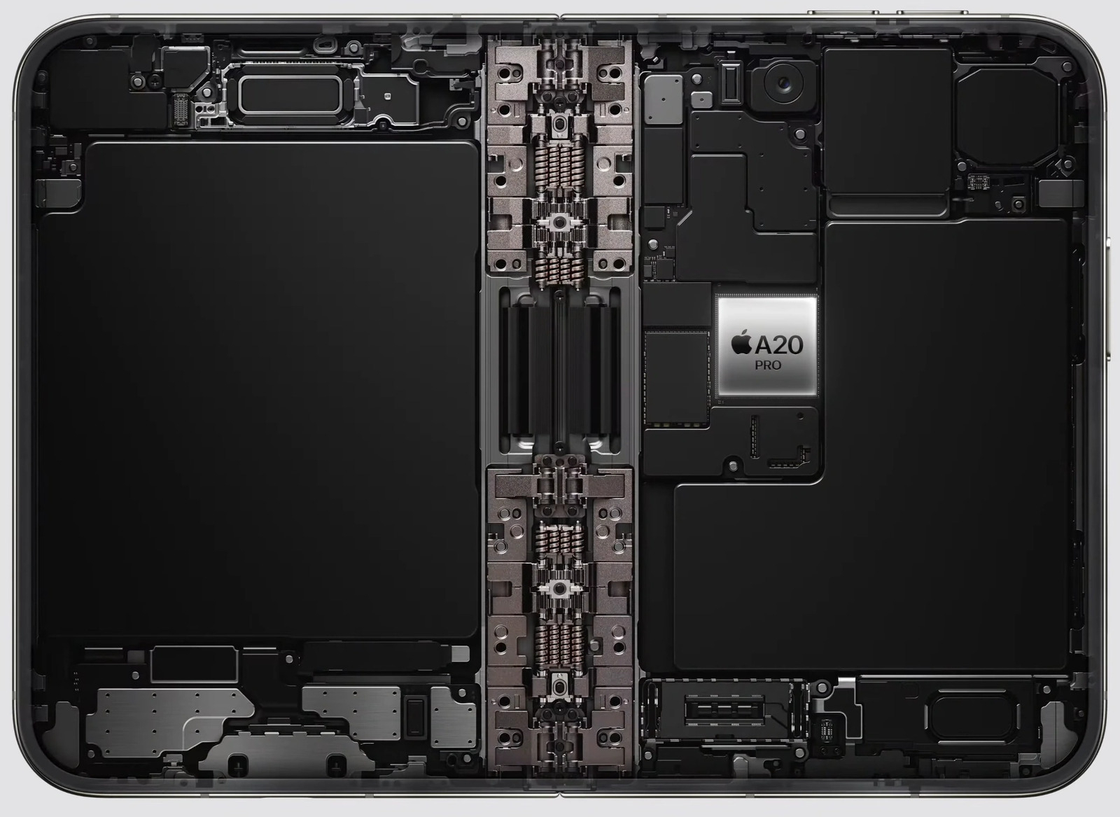 Mechanizm zawiasu i taśmy sygnałowe FPC w iPhone Duo